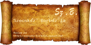 Szecskó Borbála névjegykártya