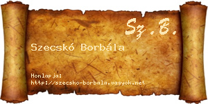 Szecskó Borbála névjegykártya
